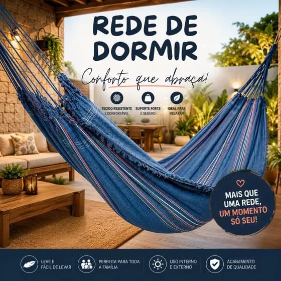 Rede Solteiro Cinza 3,00 X 1,20M para Descanso em Casa, Chácara e Varanda