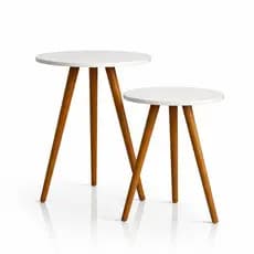 Kit 2 Mesas de Apoio 70 cm e 60 cm Mesa de Canto Pé Palito mesa lateral sala cantinho do café
