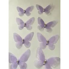 aplique para vestido tiara borboleta bordada strass ou pérola de cetim e organza kit com 30 uni
