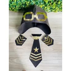 Fantasia piloto Avião Retro Capacete aviador Ombreira hierarquia em feltro kit infantil