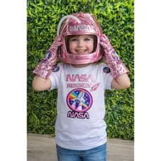 Kit fantasia astronauta menina capacete luvas + apliques