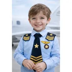 kit fantasia piloto aviador gravata ombreira em couro kit