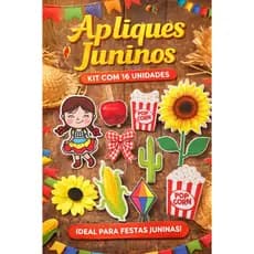 kit 12 apliques festa junina em feltro sublimado