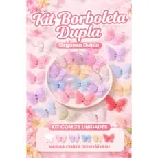 Aplique Borboleta de Organza com strass kit c/ 30 unidades para aplicar em laços roupas tiaras