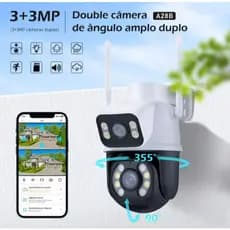 Camera Segurança Externa ICSEE Com Lente Dupla a Prova D'água Wifi E Rastreamento Zoom A28b