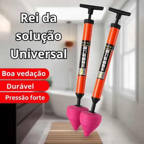 Desentupidor de Vaso Sanitário Profissional 62cm com Cabeça 15cm Haste Inox e Tubo Flexível 180°