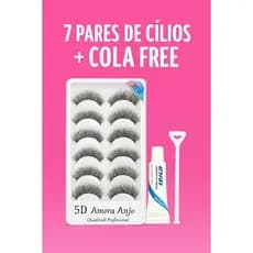 7 PARES DE CÍLIOS POSTIÇOS 5D + COLA DE BRINDE - AMOR E ANJO