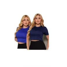 KIT 2 BLUSA CROPPED FEMININA BASICA