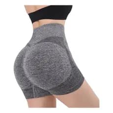 Short Empina Bumbum Academia Feminino Fitness Sem Costura Shortinho Treino Corrida Suplex Cintura Alta Confortável Cinza