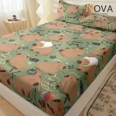Capivara Jogo De Lençol 02 e 03  Peças Não desaparecerá SOLTEIRO CASAL QUEEN Percal Ponto Palito Estampado
