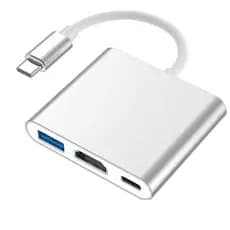 Adaptador 3 Em 1 Tipo C Hub HDMI 4K USB 3.0 Com Cabo De Dados Carregador De Alumínio De 12 W Para Telefone E Laptop