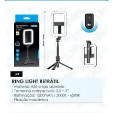 LED Ring light Retratil suporte com tripe e controle remoto bluetooth V5.4 ,Luz e controle Recarregável IT·BLUE LE-3508