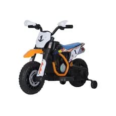 Moto Eletrica Infantil Duas Rodas Com Rodinhas Bateria Recarregavel Laranja Diversao Seguranca Facilidade
