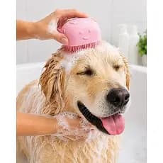 Escova Banho Pet Compacta Resistente Cerdas Suaves Multicores 9cm