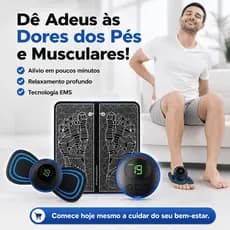 Kit Massageador Elétrico EMS Tapete Massageador para Pés e Muscular Portátil Recarregável USB Alívio de Dores