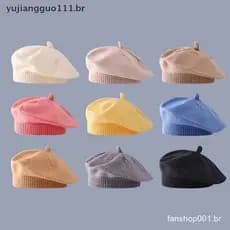 # Novo Flor Bebê Boina Chapéu Cor Sólida Inverno Quente Malha Gorro Para Meninas Infantis Coreano Criança Princesa Artis