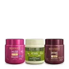Cronograma Cabelos Lisos 250g Bio Extratus (MASC + LISO+ PÓS QUÍMICA+ SHITAKE)