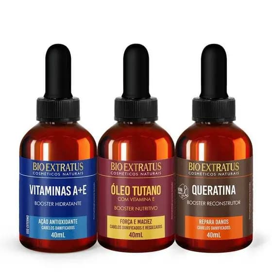 Kit Boosters Hidratante, Nutritivo e Reconstrutor(QUERATINA+OLEOTUTANO+VITAMINAAE)