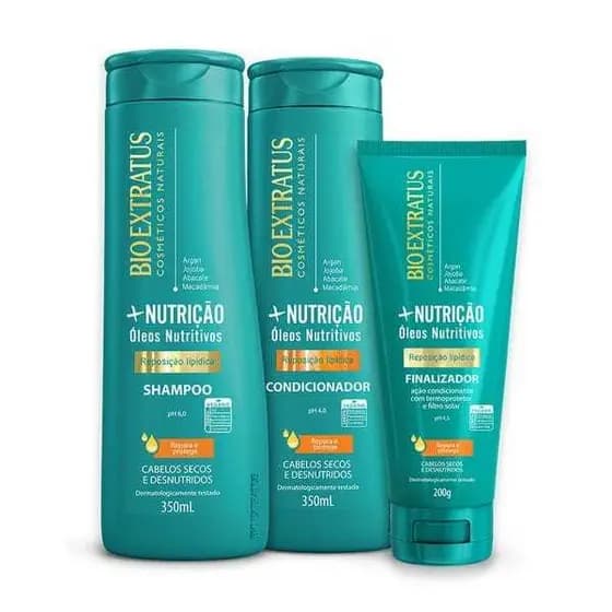 Kit +Nutrição Shampoo, Condicionador e Finalizador Bio Extratus