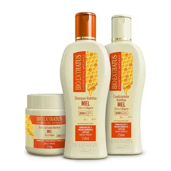 Kit Mel (250mL/g) Shampoo, Condicionador e Banho de Creme Bio Extratus