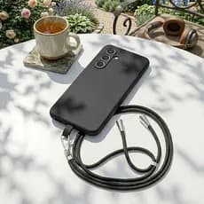 Capa Capinha Premium Aveludada Cordão Anti Furto Ajustável Antichoque Para Samsung Galaxy S21FE S22FE S23FE S24FE S25FE
