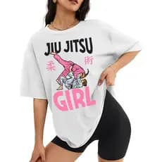 Camiseta Premium em Algodão Puro SISI Blusa Feminina Jiu Jitsu Feminino Artes Marciais Luta Moderno