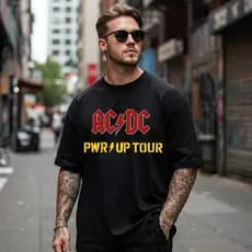 Camiseta Unissex Estampada ACDC Power Up Tour - 100% em Algodão Premium - Banda de Rock ACDC