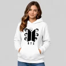 Moletom Branco BTS Banda Kpop Blusa de Frio BTS World Tour Quentinho Com Capuz Aguasalho