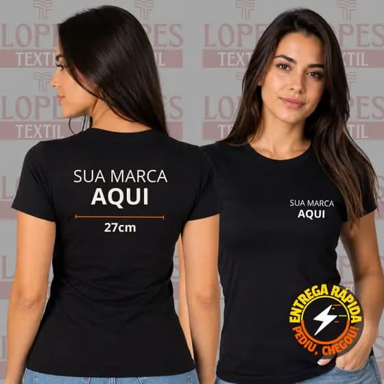 Babylook Feminina 100% Algodão Personalizada – Uniforme Empresa | Do P ao GG | SUA MARCA AQUI