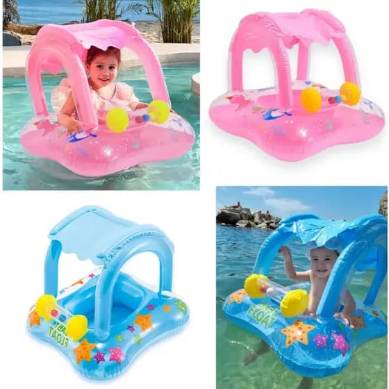 Boia bote fralda bebê com cobertura infantil e proteção Boia inflavel com brinquedo Piscina