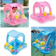Boia bote fralda bebê com cobertura infantil e proteção Boia inflavel com brinquedo Piscina
