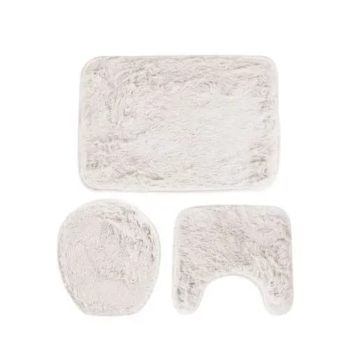 Conjunto 3 Peças Tapete Banheiro Veludo Macio Antiderrapante Conforto Decoração