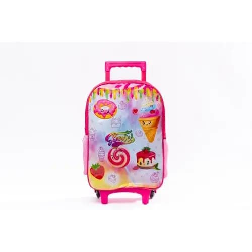 Mochila Infantil Rodinhas Rosa Estampa Divertida Escolar Prática Resistente