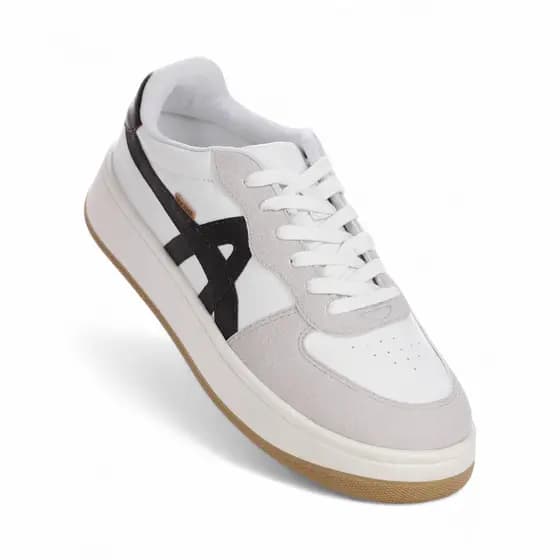 Tênis Anacapri Robusto Street Camurça Branco Cinza e Preto Feminino