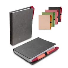 Bloco de Anotações Sketchbook A6 Ecológico com Caneta Papelão Reciclado, 100 Folhas, Sticky Notes Biodegradável