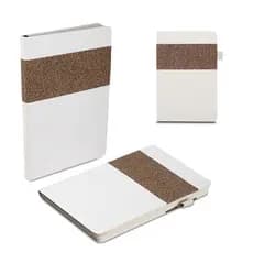 Caderno Sustentável A5 com Fibra de Cana + Detalhe em Fibra de Café | 80 Folhas Pautadas Bege | Suporte para Caneta