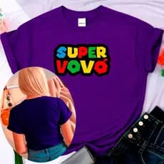 Camiseta unissex Feminina 100%  Algodão Casual Super Vovó Game Jogo Old Mario Familia