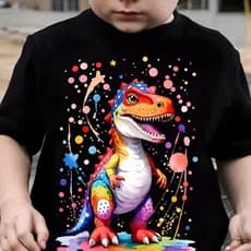 Camiseta Blusa Infantil Desenho Dinoussauro Colorido 3d Holo