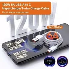 Carregador Xiaomi 120W Completo Turbo Cabo USB + TIPO C Redmi Note