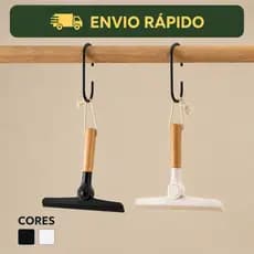 Rodo de Limpeza Multiuso Silicone com Cabo de Bambu | Preto ou Branco | Vidros, Box e Pia