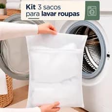 Kit 3 Saquinhos Roupas Máquina de Lavar | Tamanhos P M G | Protege e Organiza