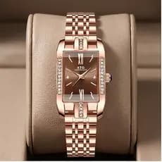 Relógio de Pulso Luxuoso ATQ Chronoscope Design Retangular Cravejado Premium - Elegância e Sofisticação