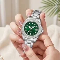 Relógio de Pulso Feminino Elegante MXXSEE Cravejado Luxuoso Banhado Prata Ideal Para Presente Festa Casamento