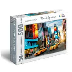 Quebra Cabeça 500 Peças Paisagem Times Square Nova York Quadro Família Estimule Mente Pais e Filhos