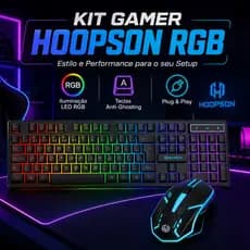 KIT MOUSE + TECLADO ABNT2 COM CONEXAO USB. MARCA HOOPSON COM RGB