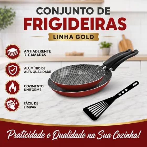 Conjunto Frigideiras Antiaderente Francesa 2pçs Com Espátula