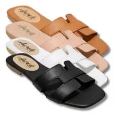 Chinelo Básico Tira H Preto Nude Branco Caramelo Barato