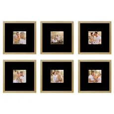 Kit 6 Porta Foto 10x10 Quadros Paspatur Preto 22x22