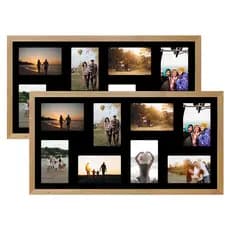 Kit 2 Quadros Multifoto 16 Fotos 10x15 Paspatur Preto 32x62