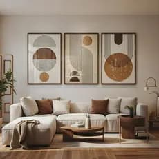 Quadros Decorativos Abstrato Minimalista Geométrico Boho Moldura Premium